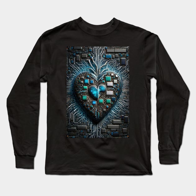 Valentine's Day CPU Motherboard Heart Long Sleeve T-Shirt by FurryBallBunny